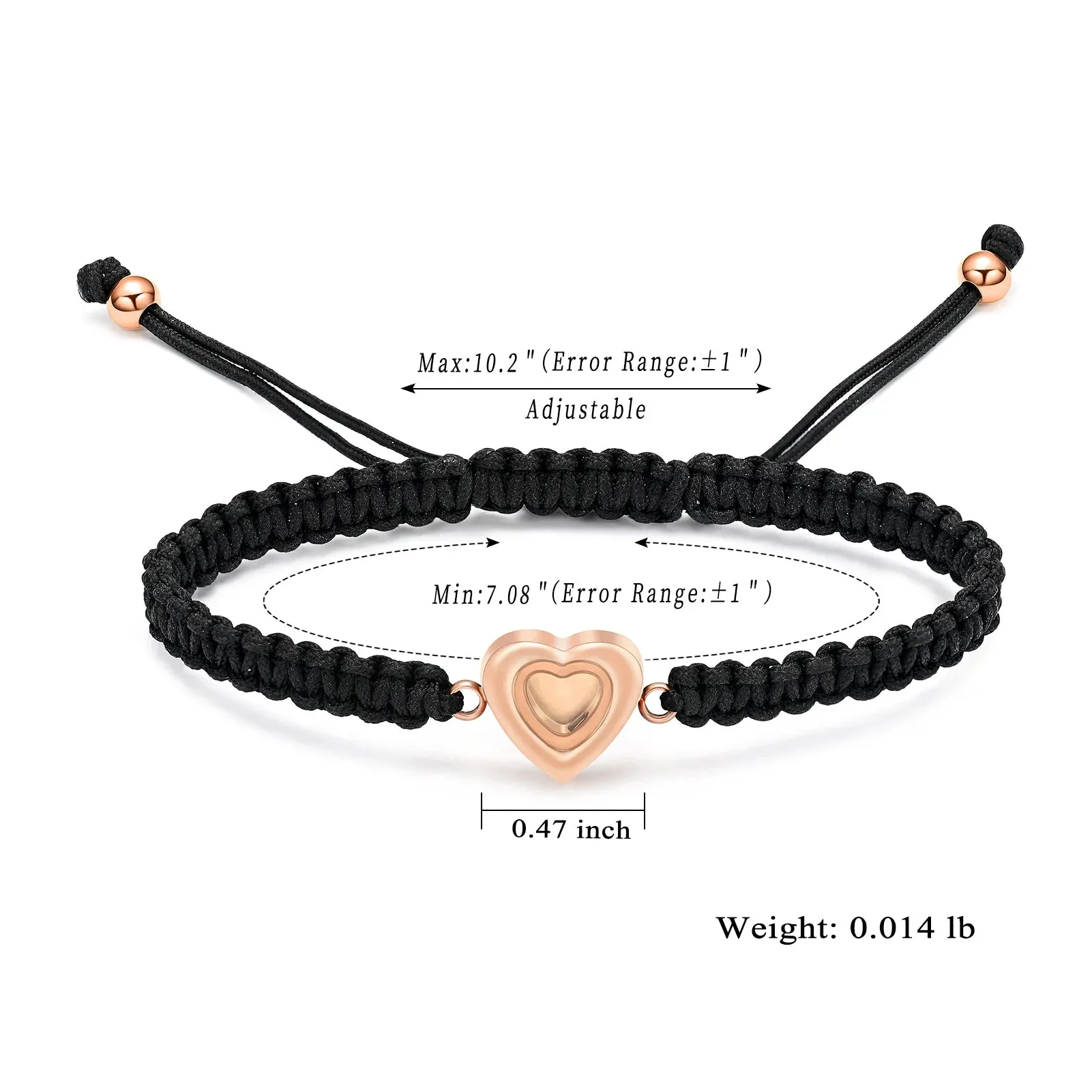 Braided Heart Memorial Ashes Bracelet – Adjustable Keepsake Urn for Women