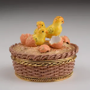 Brown basket with Baby Chicks &eggs