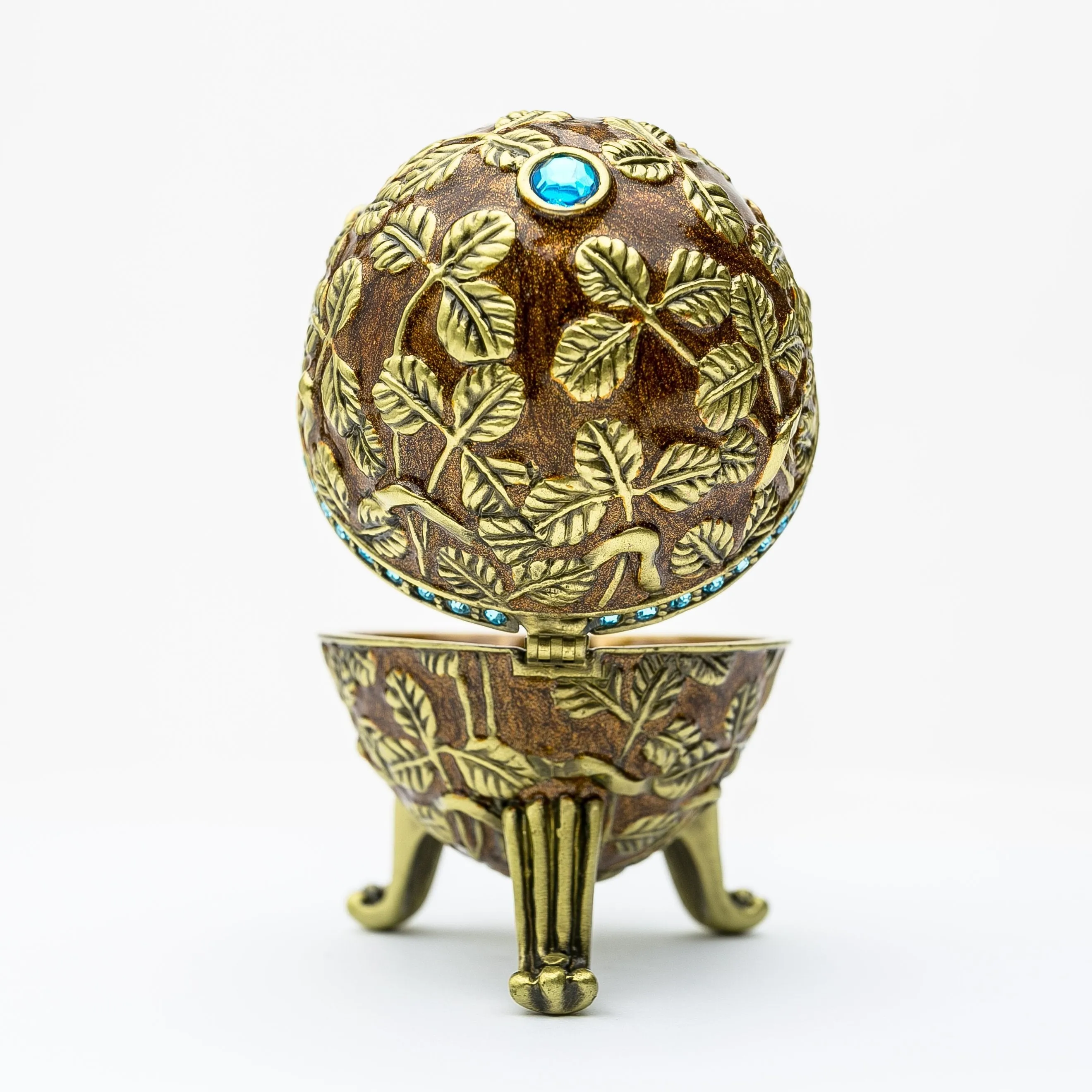 Brown Faberge Egg with Leaves