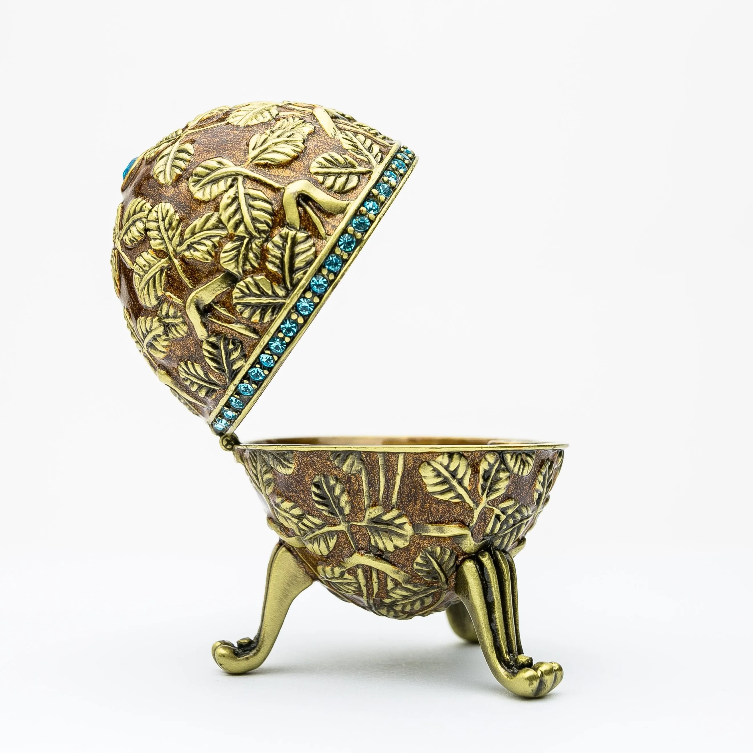 Brown Faberge Egg with Leaves