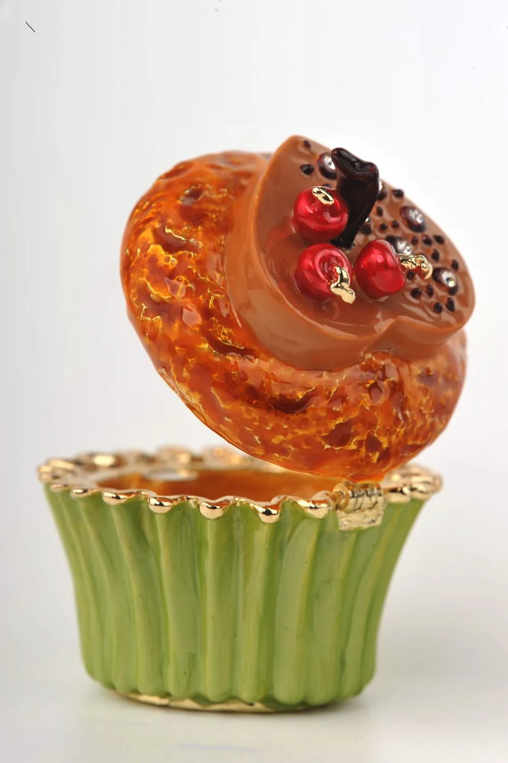 Butter Cupcake with Chocolate Heart & Cherries