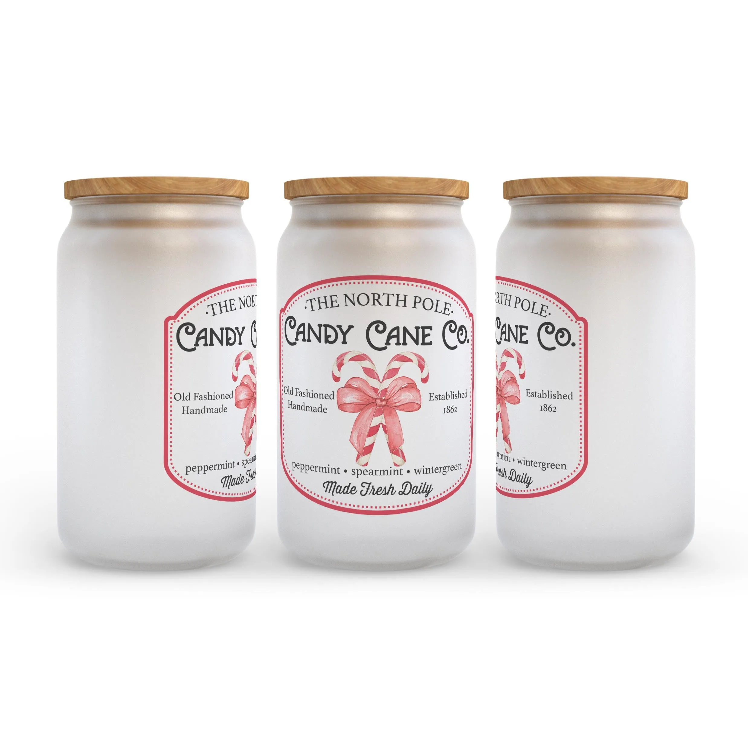 Candy Cane Co Christmas Frosted Glass Can Tumbler