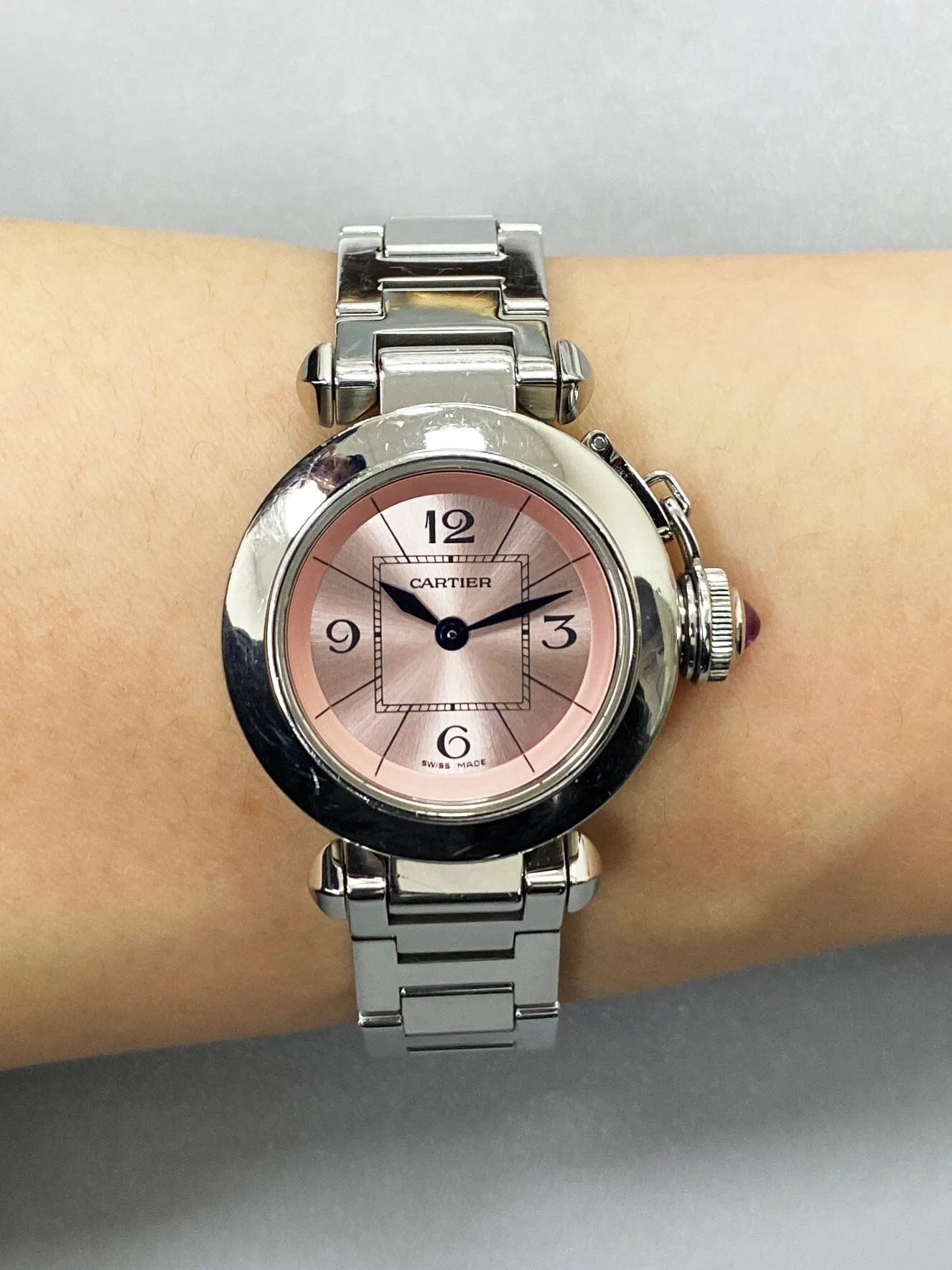 Cartier Miss Pasha 2973 Pink Dial Ladies Watch Box & Papers