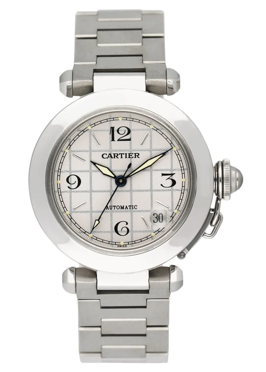 Cartier Pasha W31023M7 Silver Dial Steel Watch Box Papers