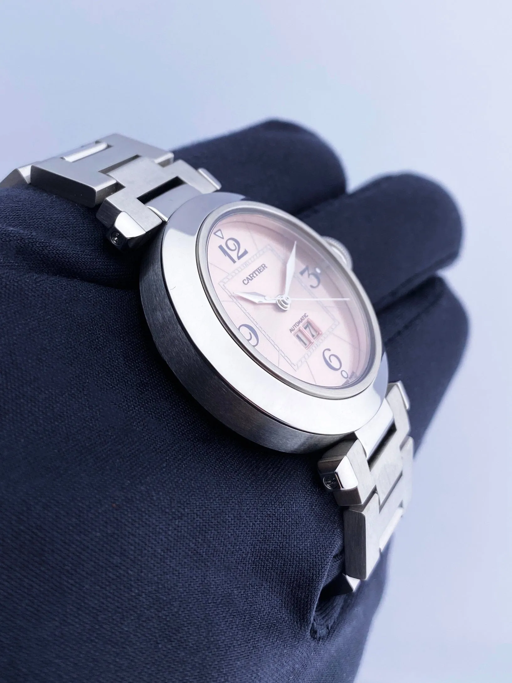 Cartier Pasha W31058M7 Pink Dial Steel Ladies Watch