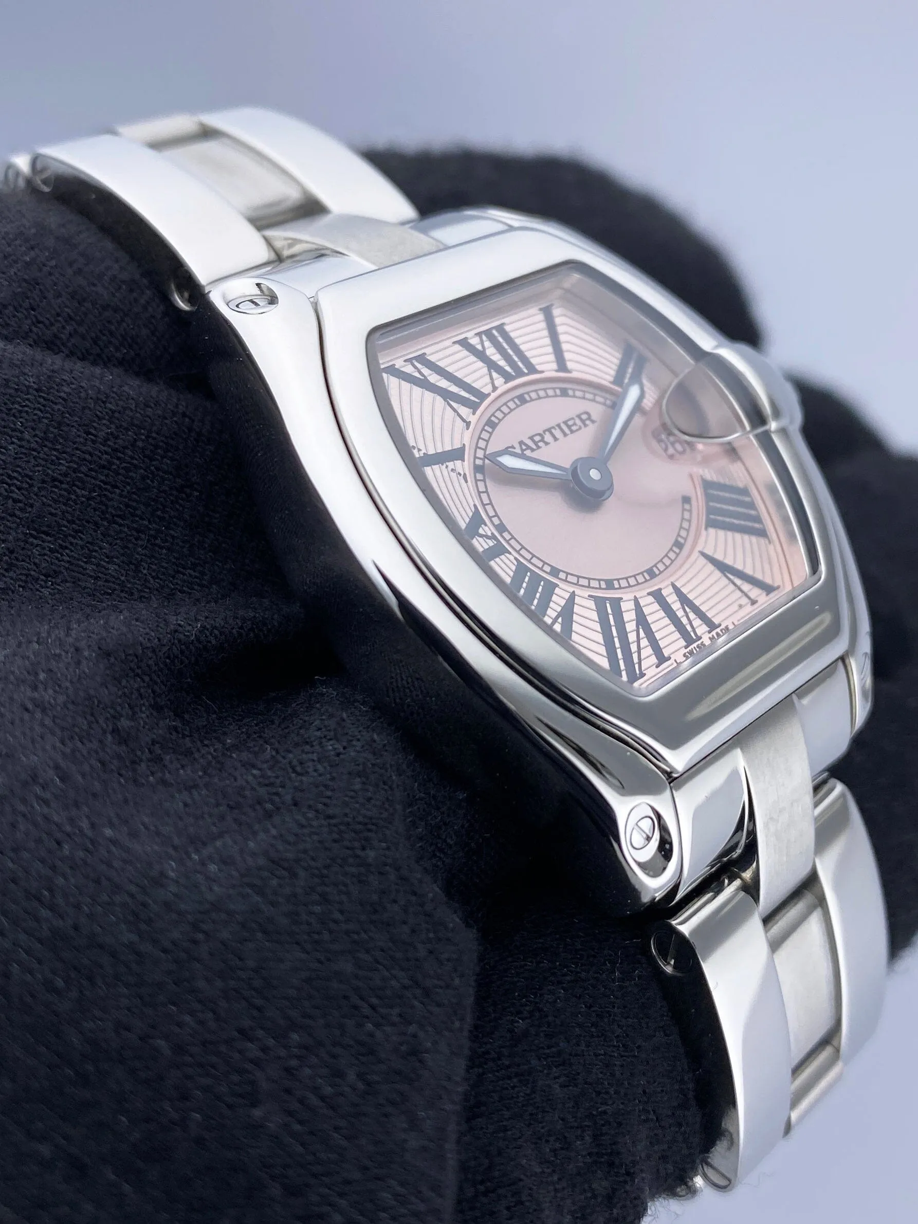 Cartier Roadster W62017V3 Pink Dial Steel Ladies Watch