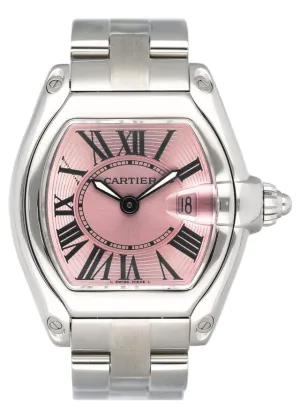 Cartier Roadster W62017V3 Pink Dial Steel Ladies Watch