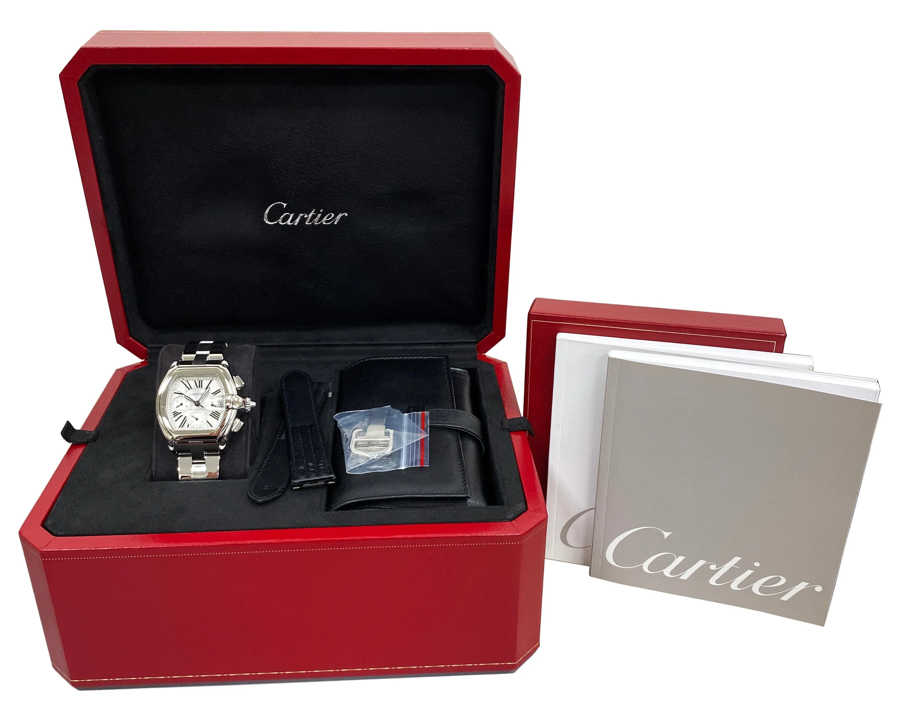 Cartier Roadster W62019X6 Silver Dial Mens Watch Box Papers