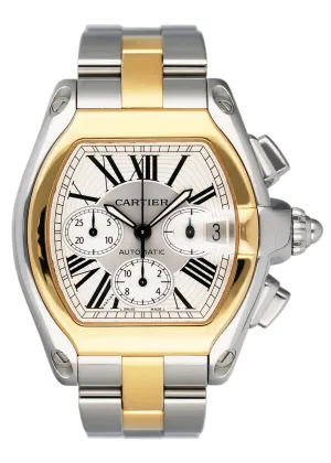 Cartier Roadster W62027Z1 Silver Dial Two Tone Mens Watch