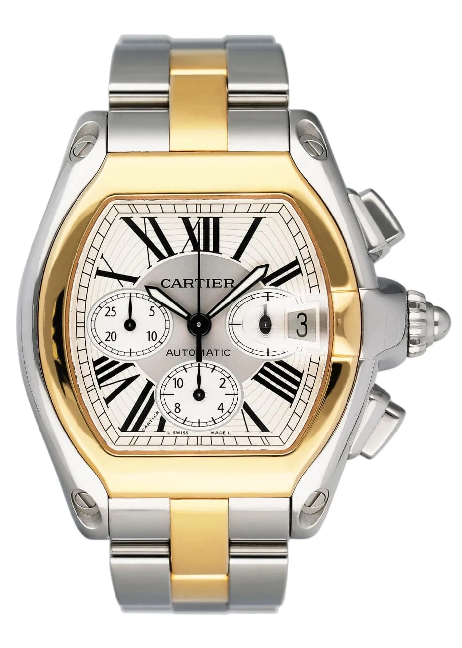 Cartier Roadster W62027Z1 Silver Dial Two Tone Mens Watch