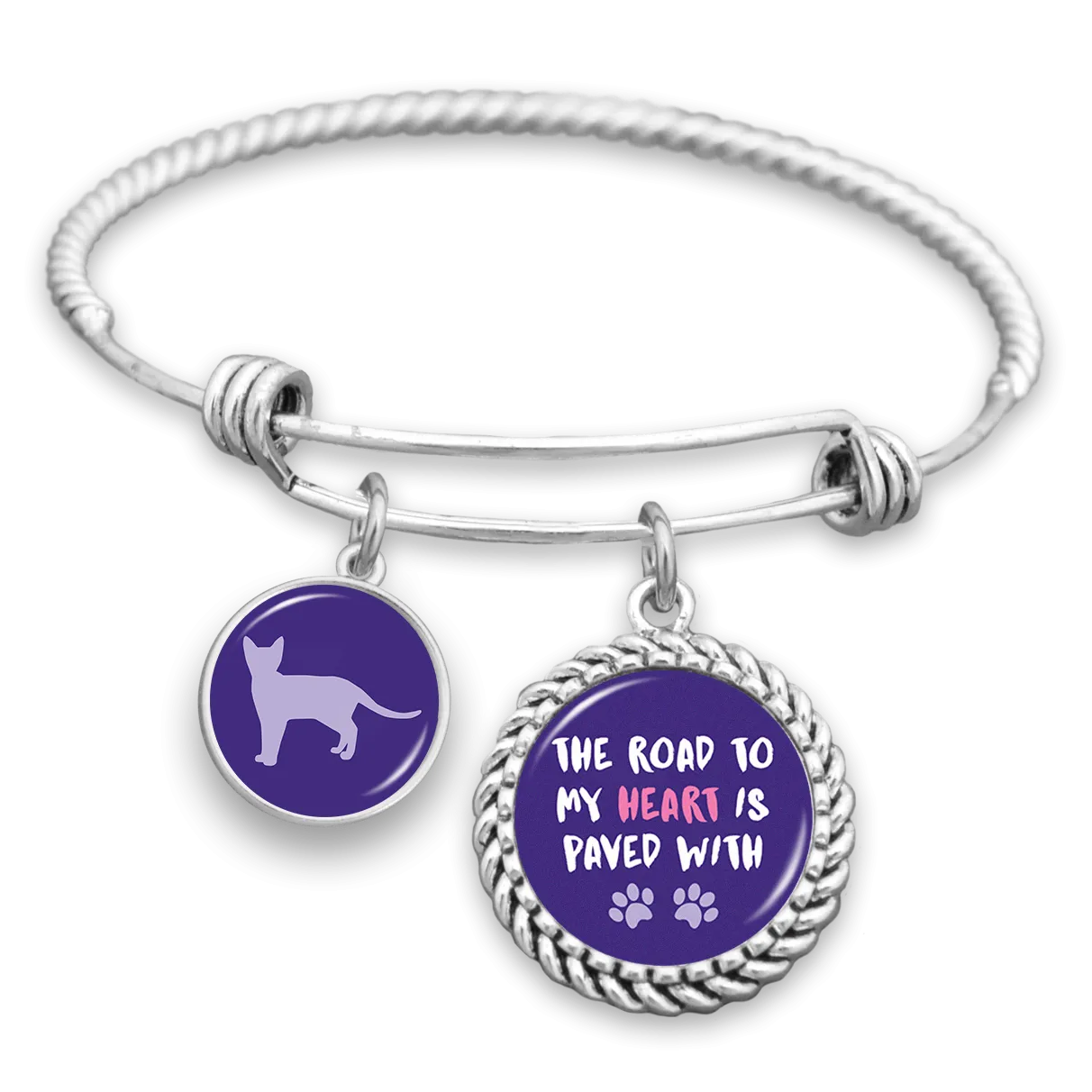Cat The Road To My Heart Is Paved With Paws Charm Bracelet