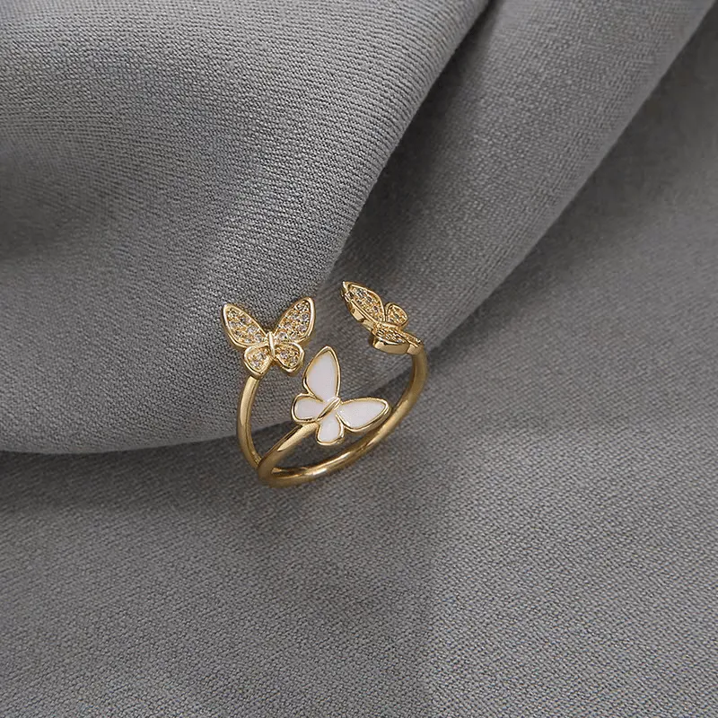 Chic CZ Inlaid Butterfly Ring