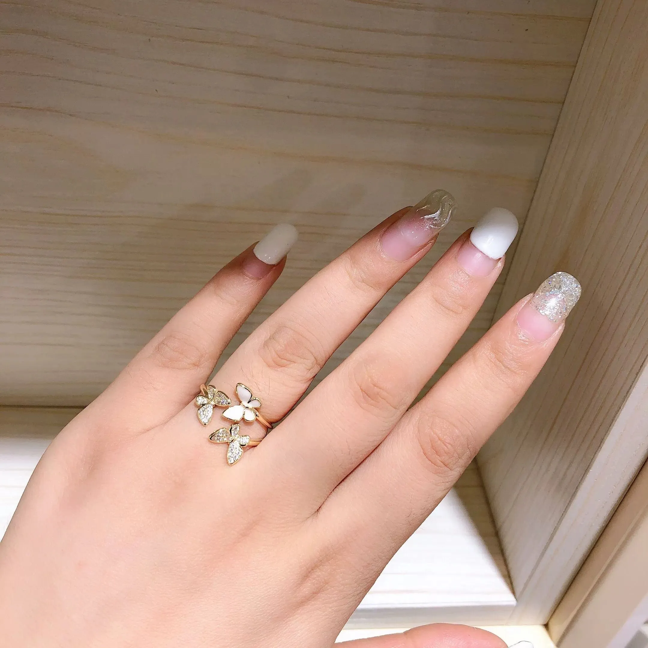 Chic CZ Inlaid Butterfly Ring