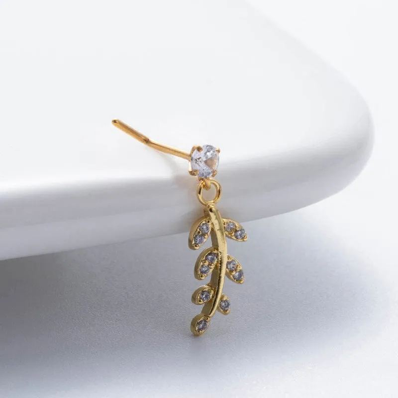 Chic CZ Inlaid Dangling Crown Floral Stainless Steel Nose Piercing Nose Stud