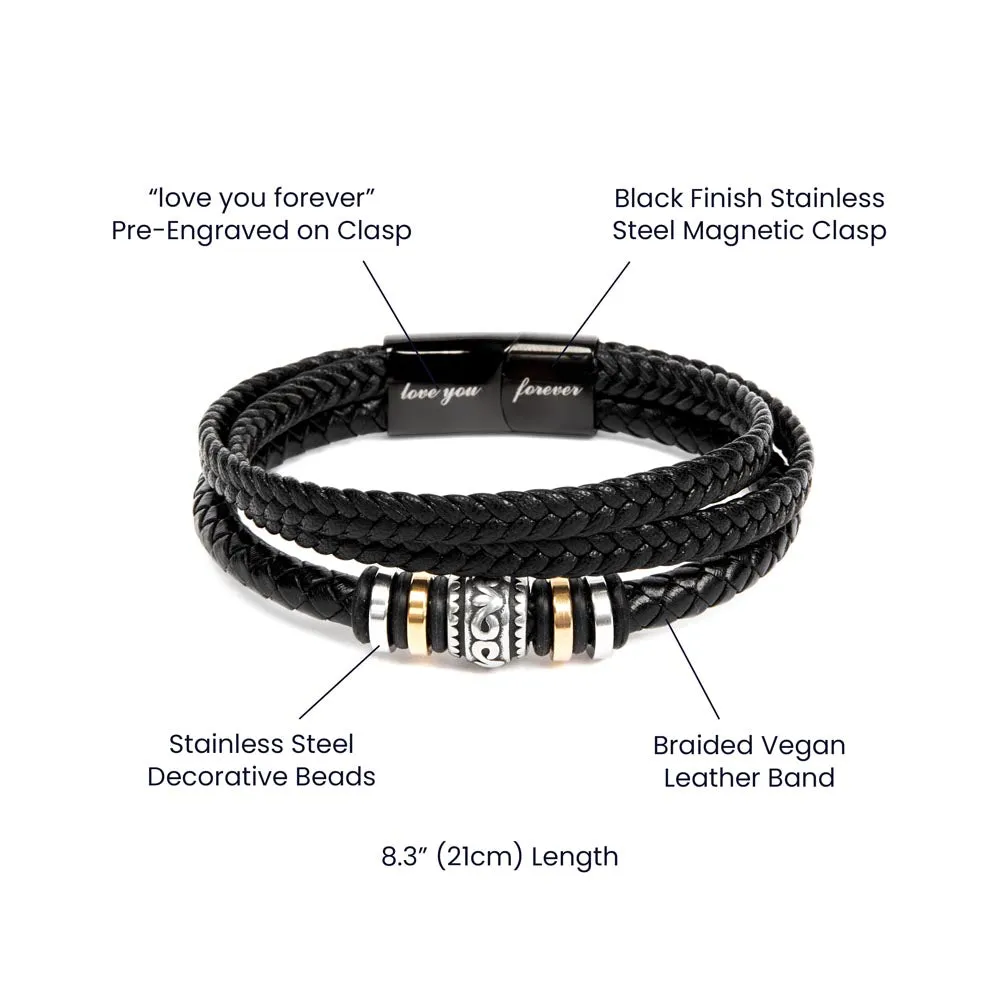 Class of 2024 Graduation Gift For Son, Grandson or Nephew Men's  Vegan Leather Braided Bracelet