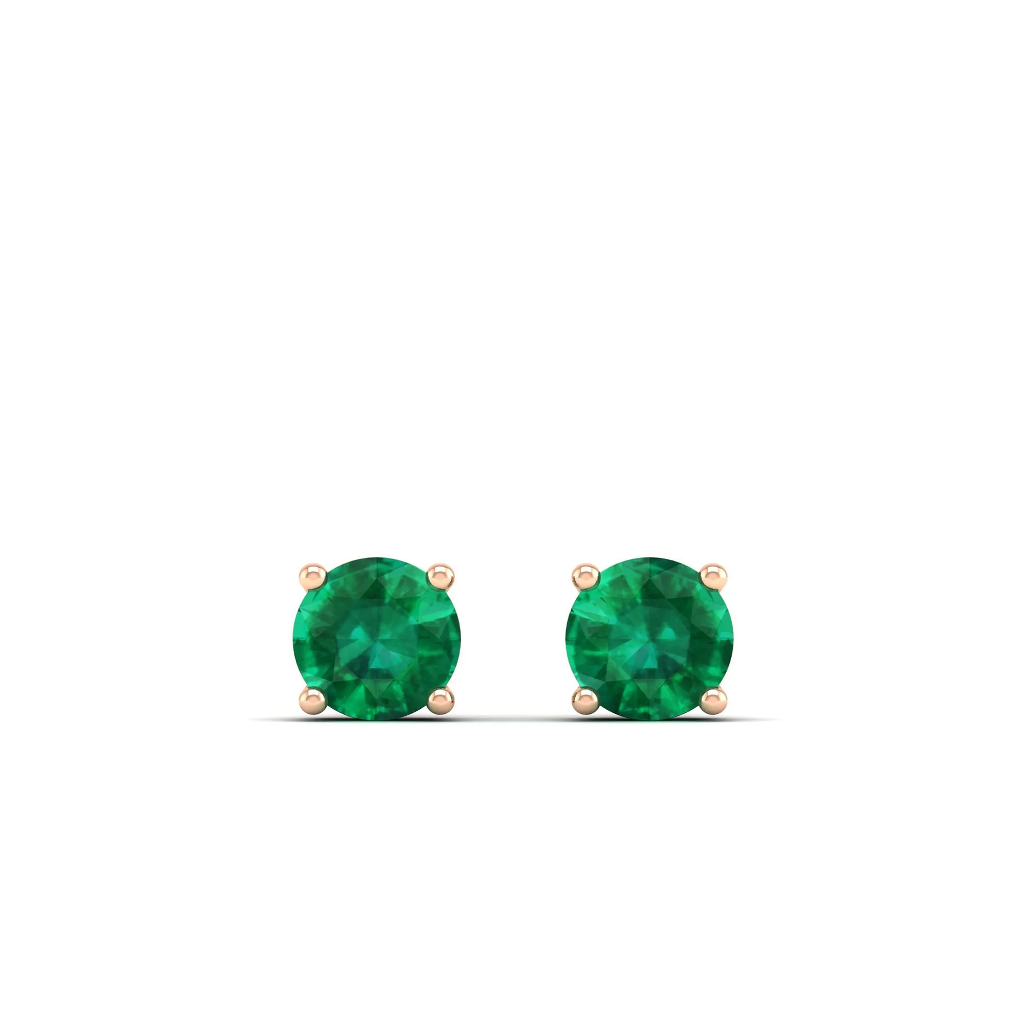Classic Round Emerald Prong Stud Earrings