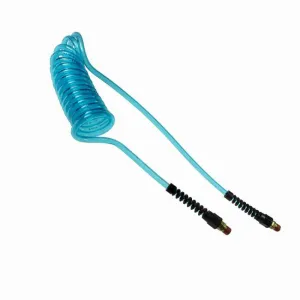 Coilhose PU14-20B-T Flexcoil, 1/4" x 20', 1/4" NPT Swivel Strain Relief Fittings, Transparent Blue