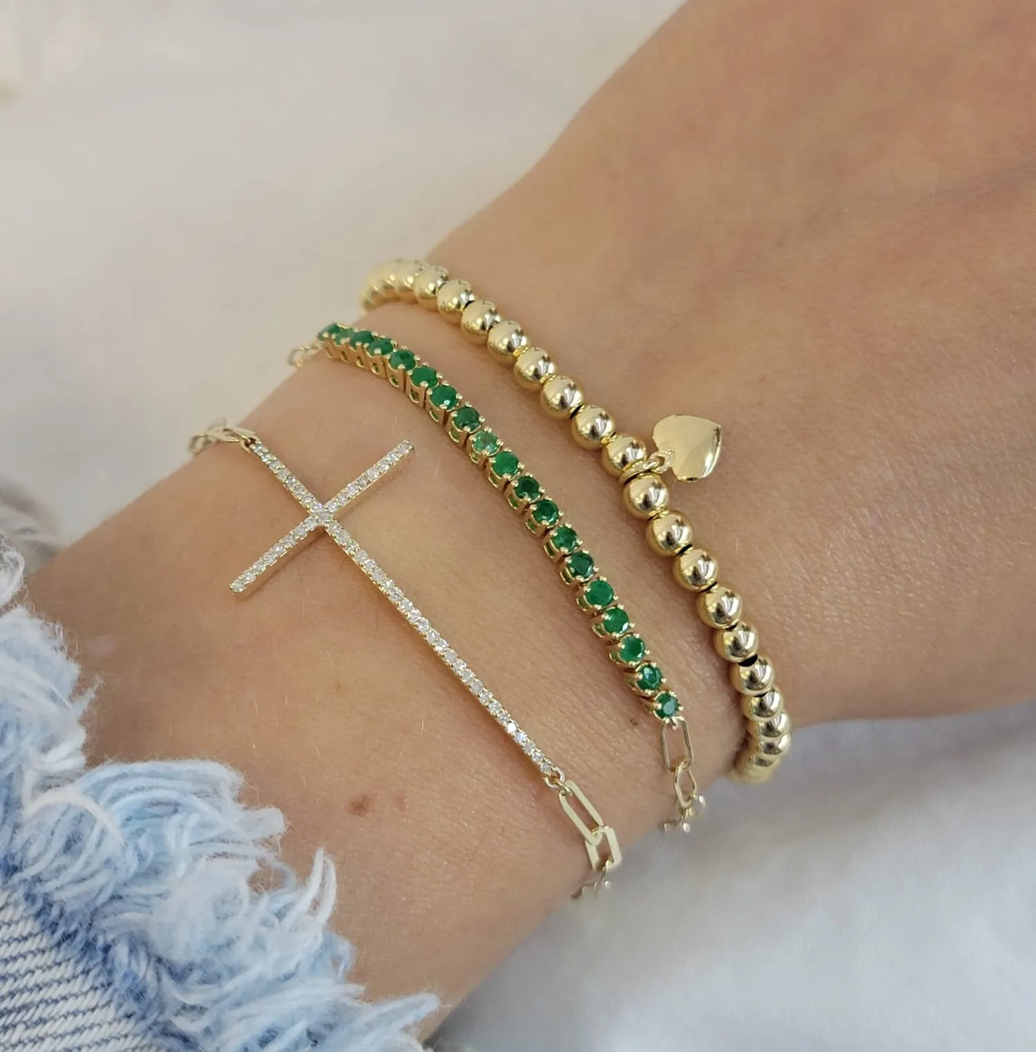 Color Stone Paperclip Bracelet