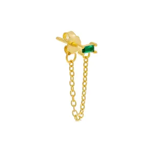 Colored Solitaire CZ Front Back Chain Stud Earring