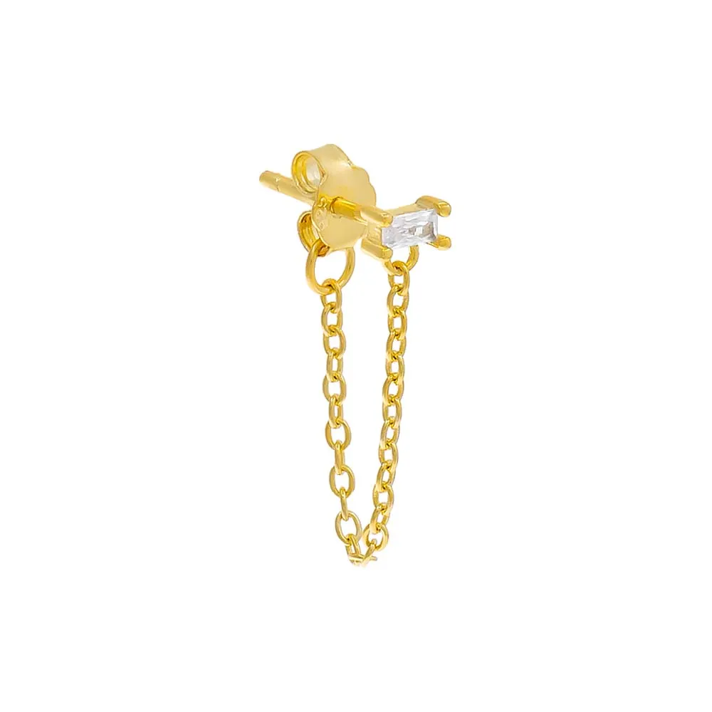 Colored Solitaire CZ Front Back Chain Stud Earring