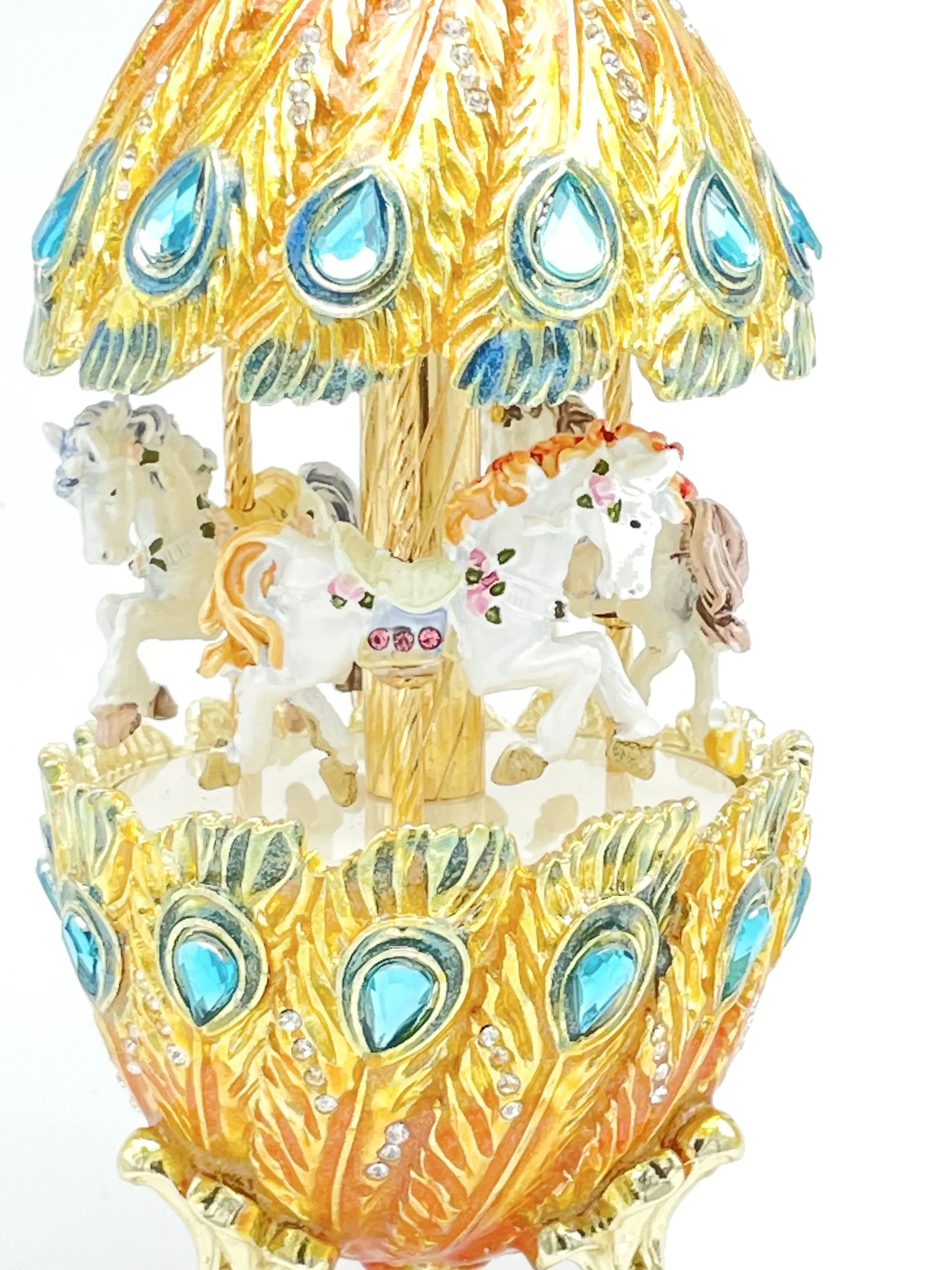 Colorful Musical Carousel with Royal Horses