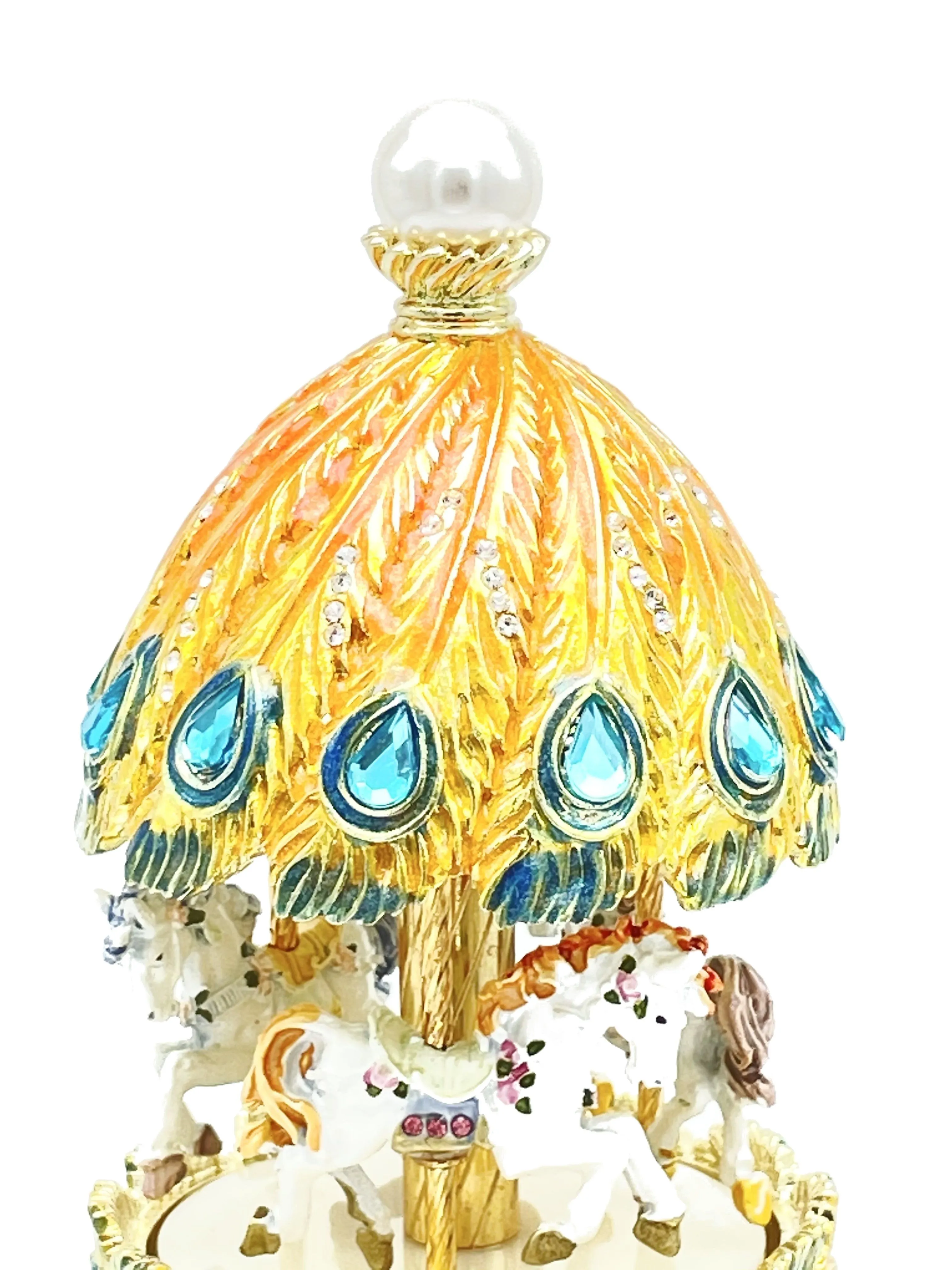 Colorful Musical Carousel with Royal Horses