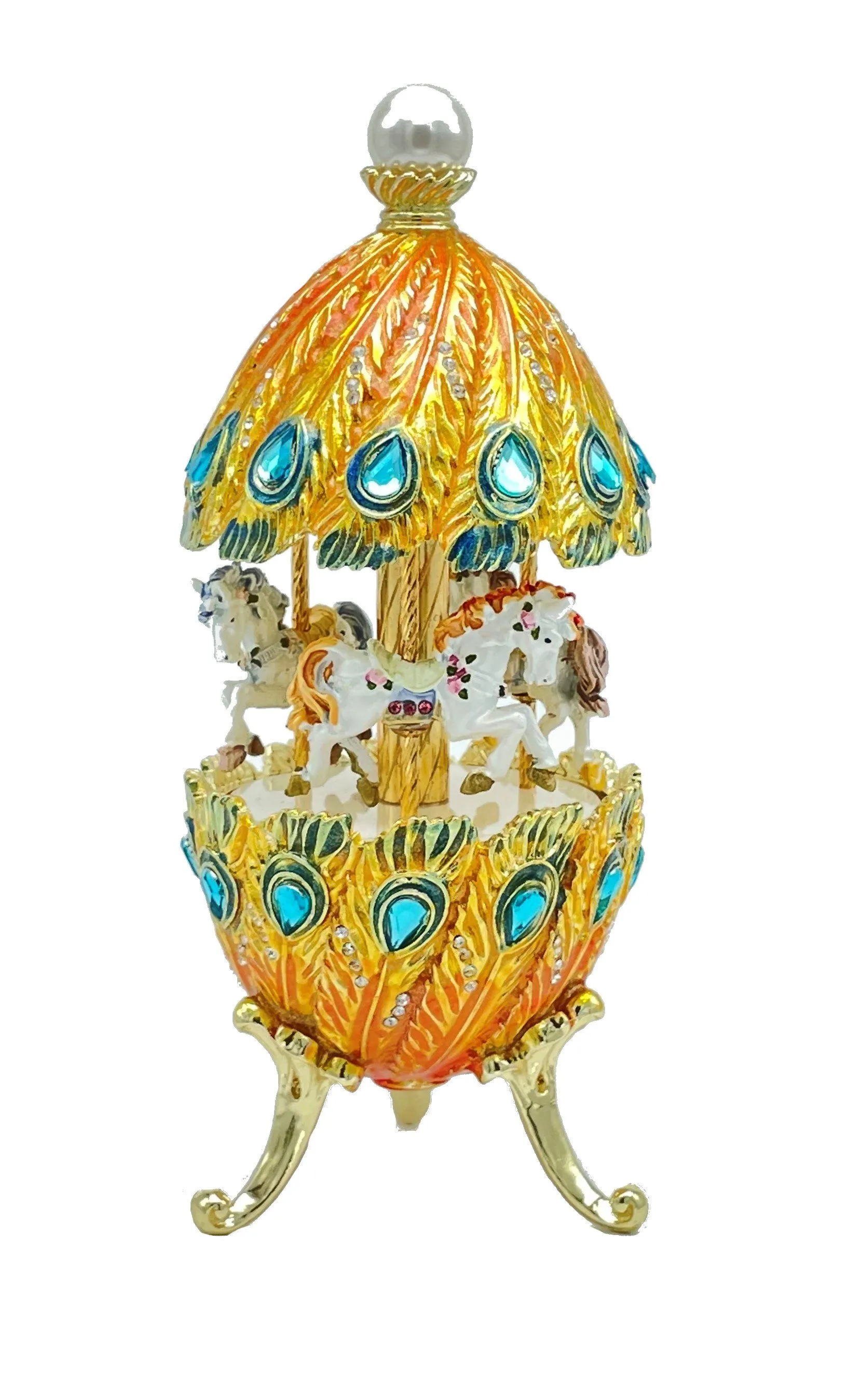 Colorful Musical Carousel with Royal Horses