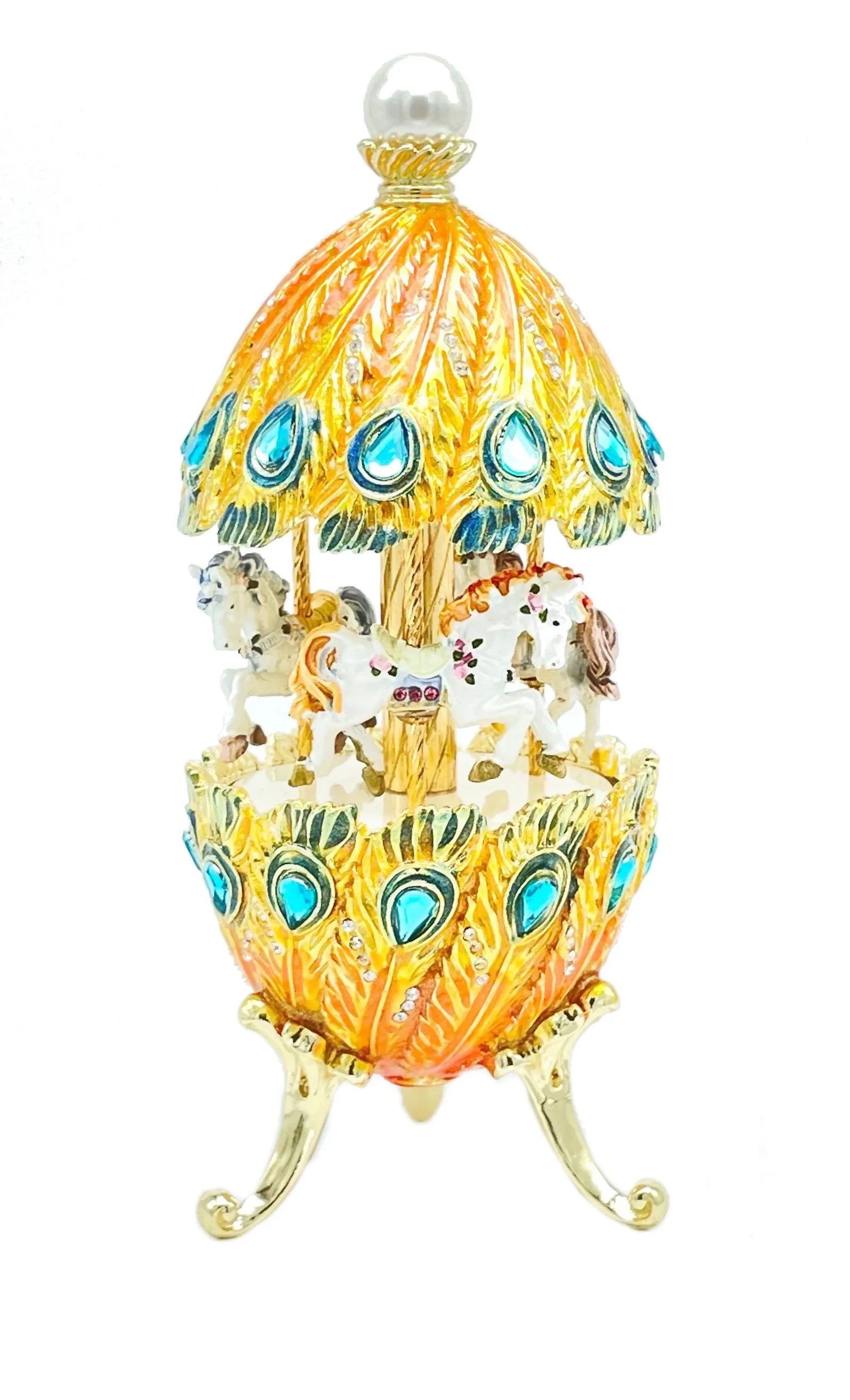 Colorful Musical Carousel with Royal Horses