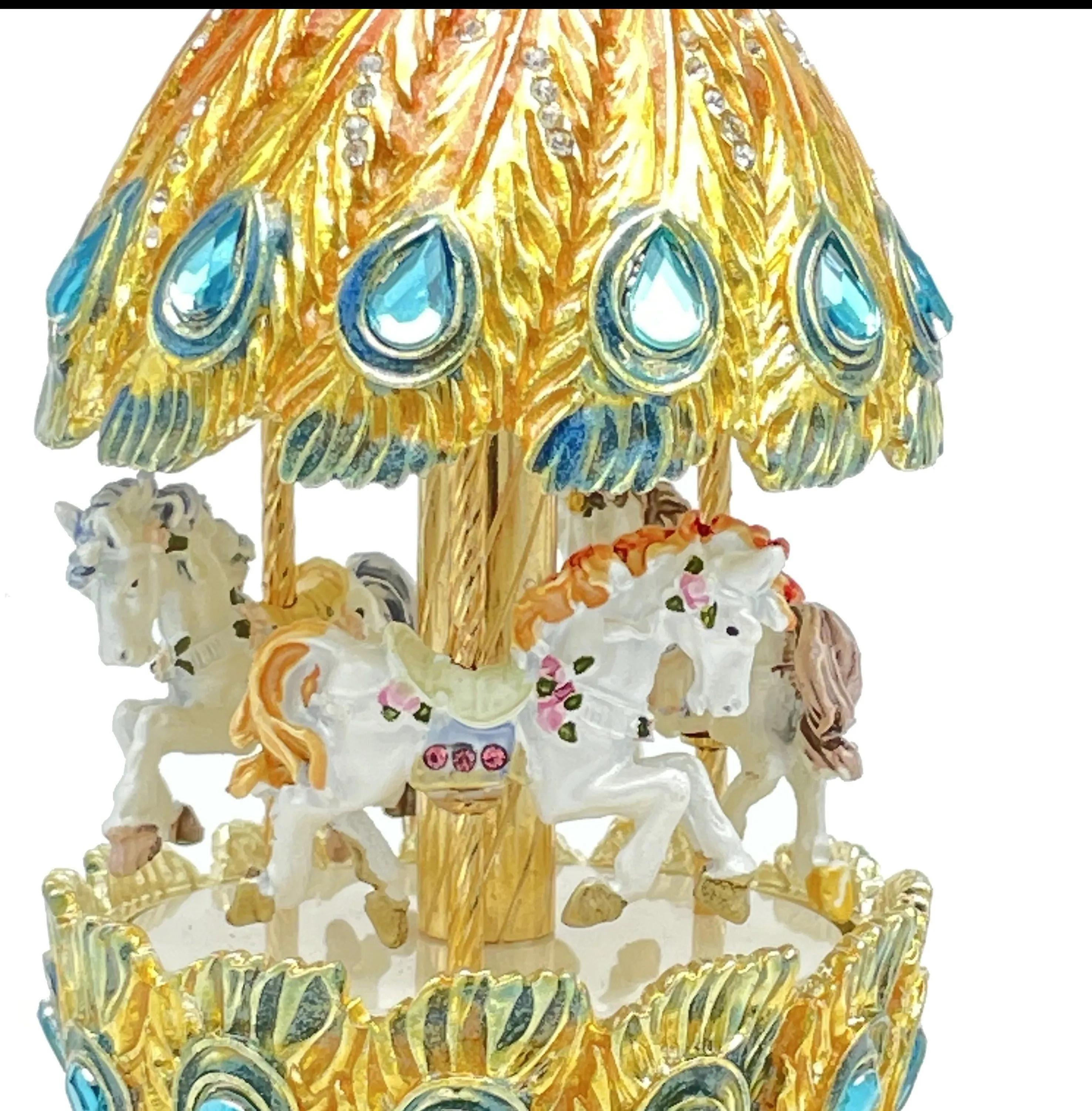 Colorful Musical Carousel with Royal Horses