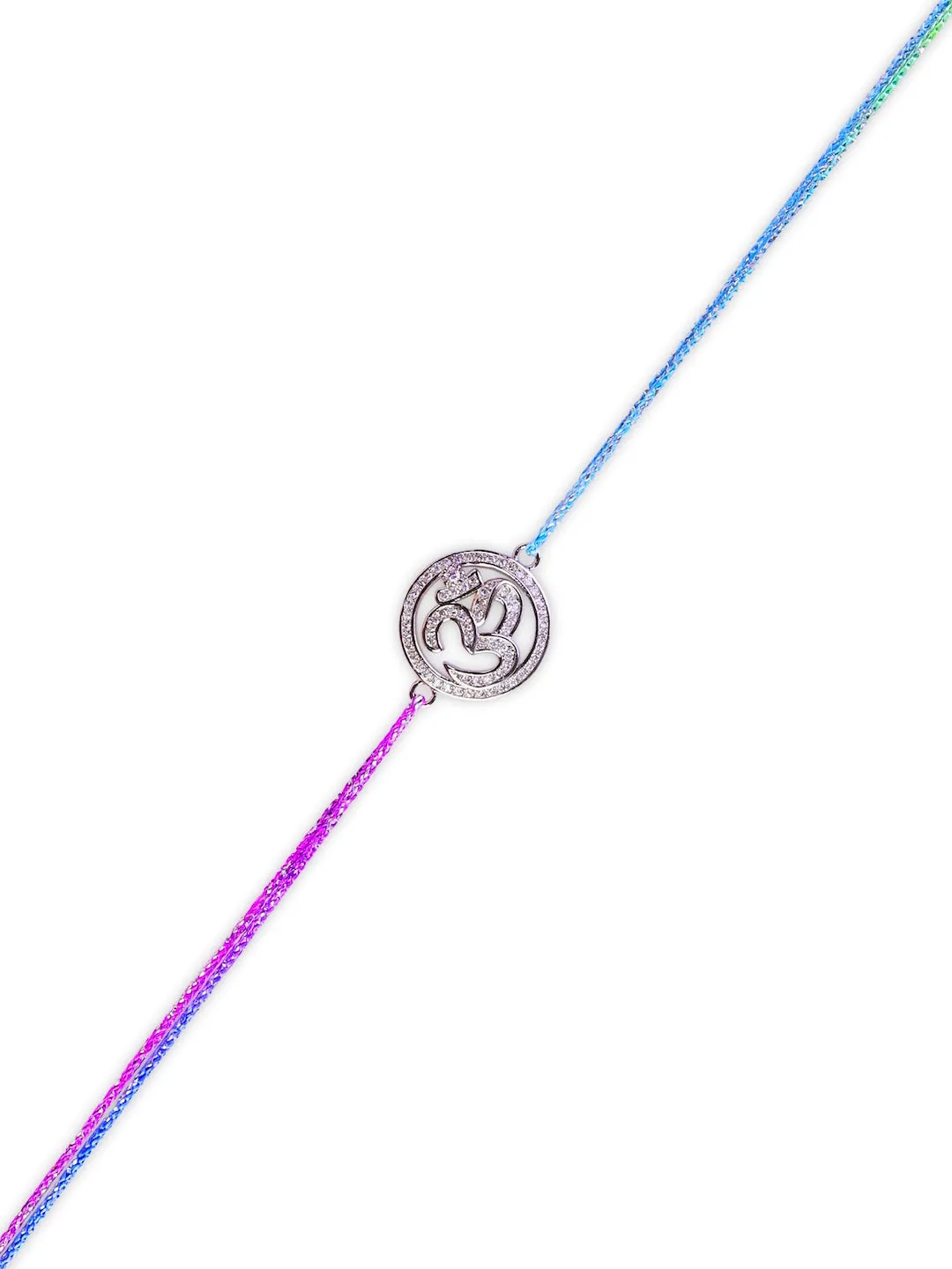 (Combo of 2) American Diamond Om Designs Designer Silver Rakhi & Bracelet For Brother-Bhabhi