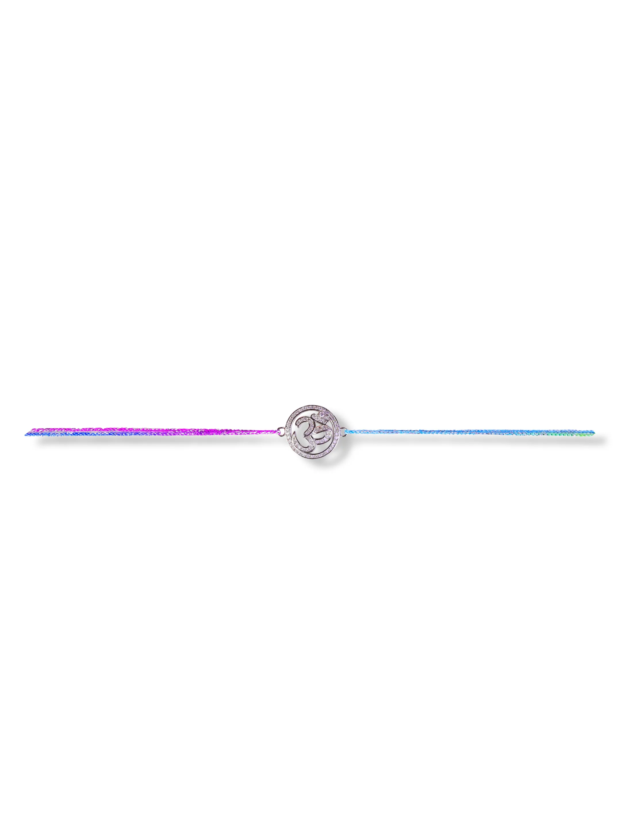 (Combo of 2) American Diamond Om Designs Designer Silver Rakhi & Bracelet For Brother-Bhabhi