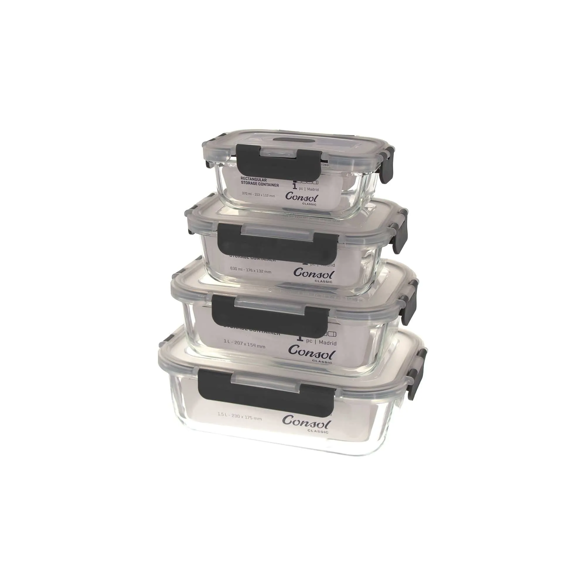 Consol Madrid Rectangular Storage Container with Clip-On Lid 630ml 17169