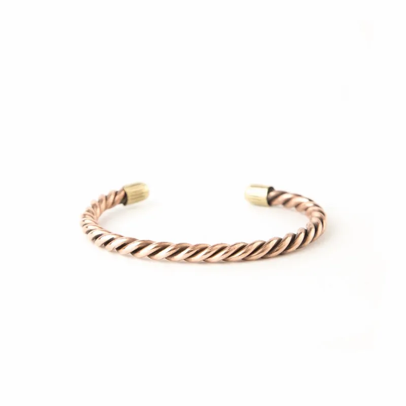 Copper Bracelet for Men and Women 99.9% Pure Copper Fashion Bangle 6.8" Adjustable Size Healthy Bracelet