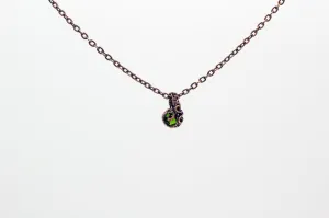 Copper Mini Pendant with Transparent Green Fused Glass Accent