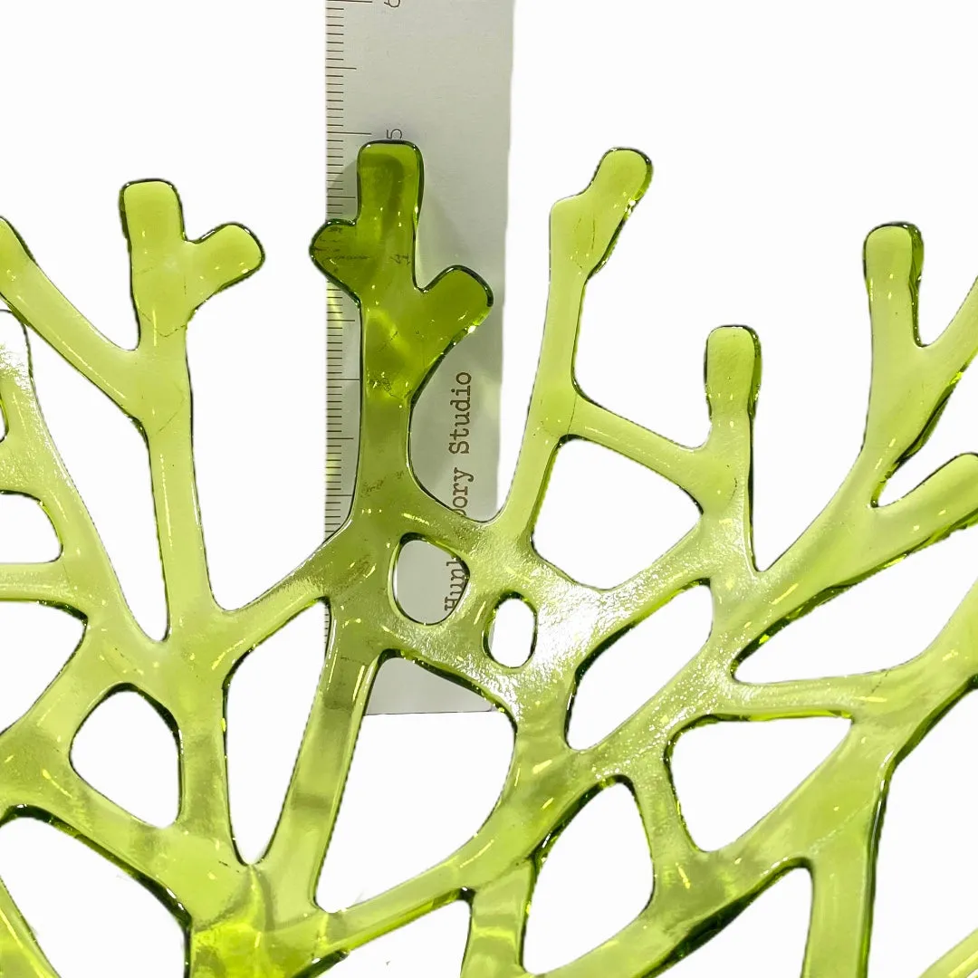 Coral Branch Bowl | Large Lime Green Transparent Glass