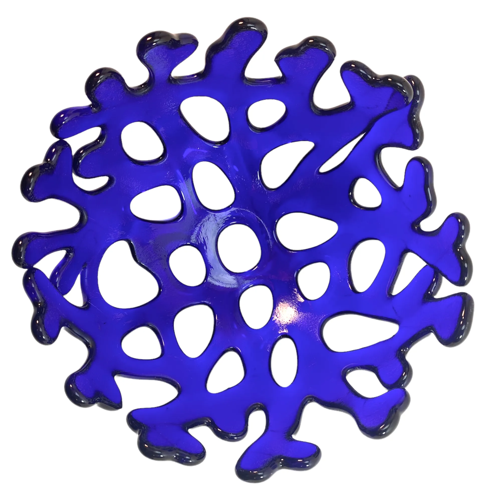 Coral Branch Bowl | Small Cobalt Blue Transparent Glass