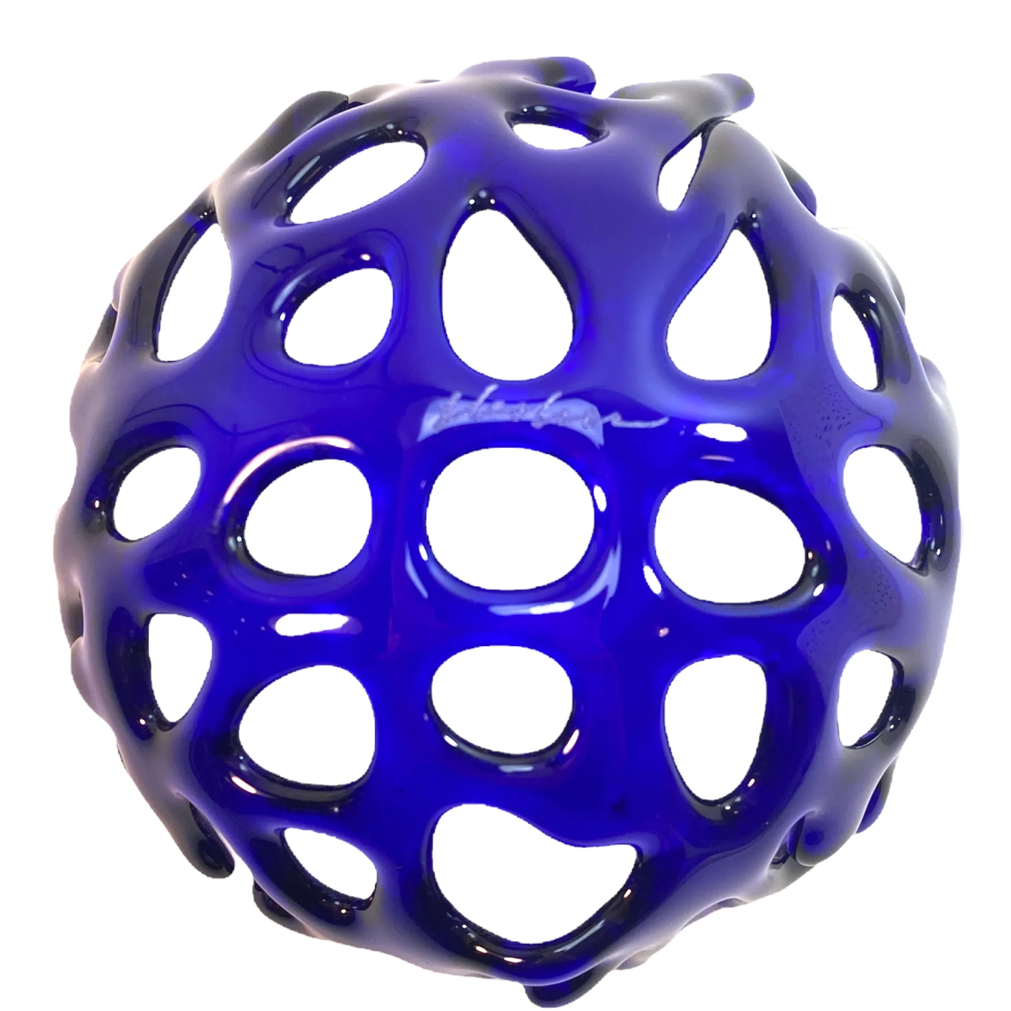 Coral Branch Bowl | Small Cobalt Blue Transparent Glass