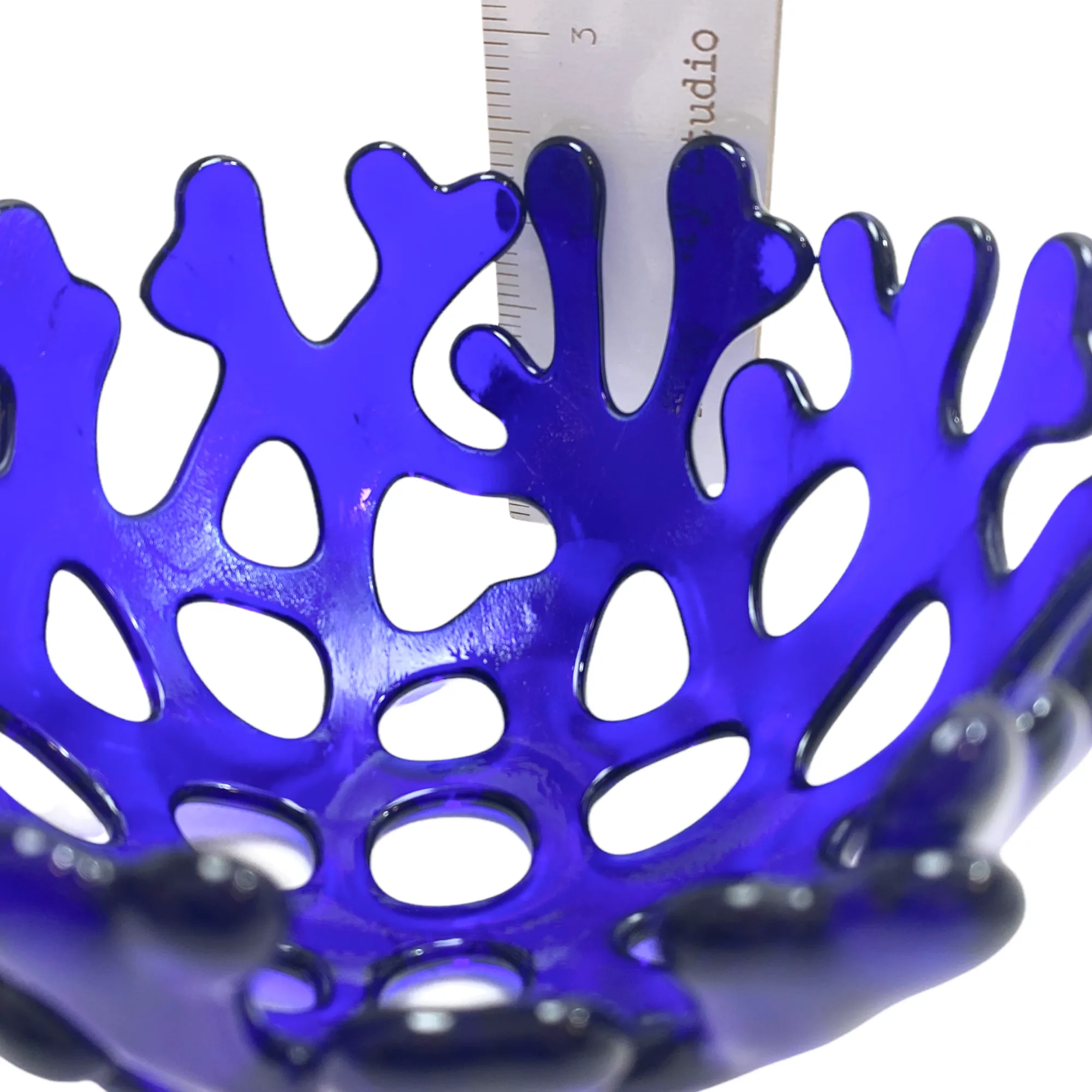 Coral Branch Bowl | Small Cobalt Blue Transparent Glass