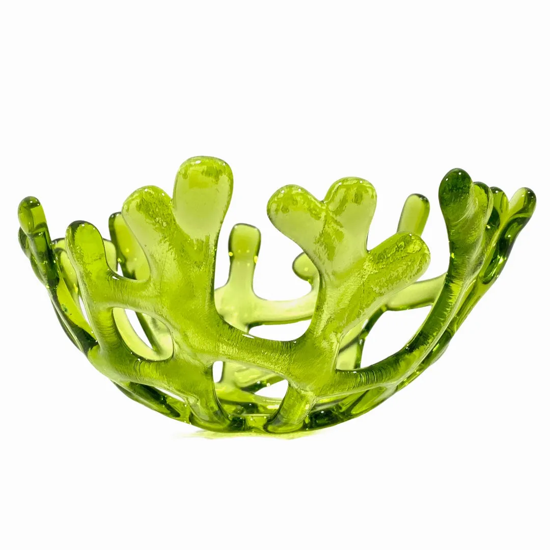 Coral Branch Bowl | Small Lime Green Transparent Glass