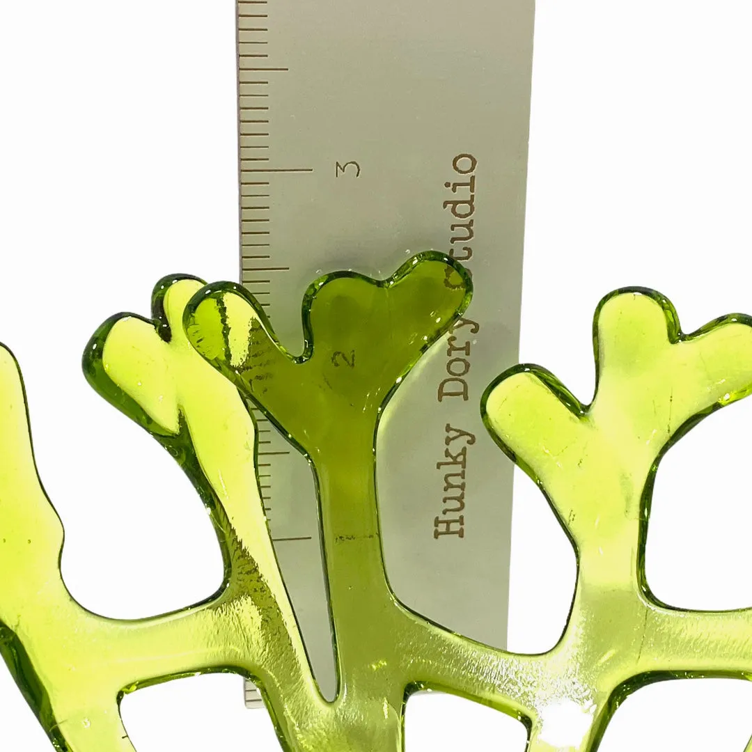 Coral Branch Bowl | Small Lime Green Transparent Glass