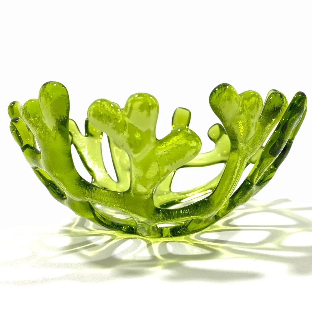 Coral Branch Bowl | Small Lime Green Transparent Glass