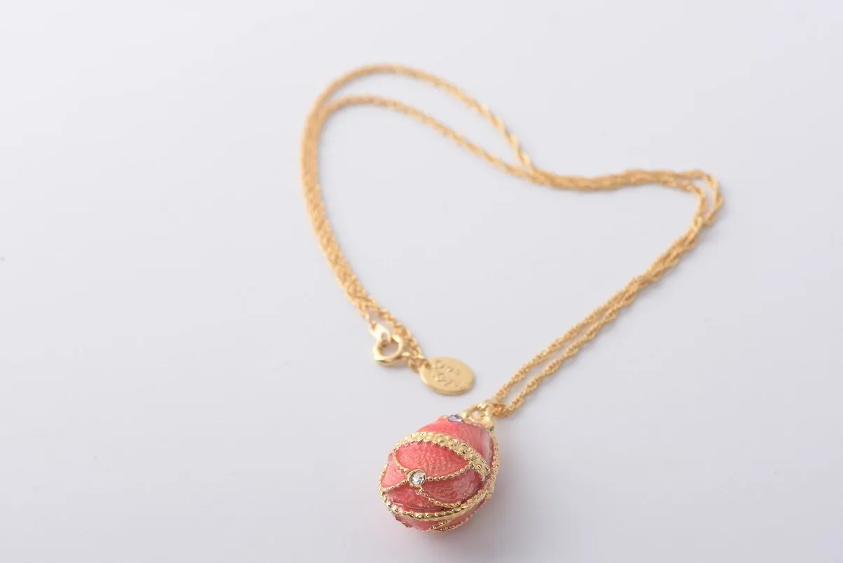Coral Egg Pendant Necklace