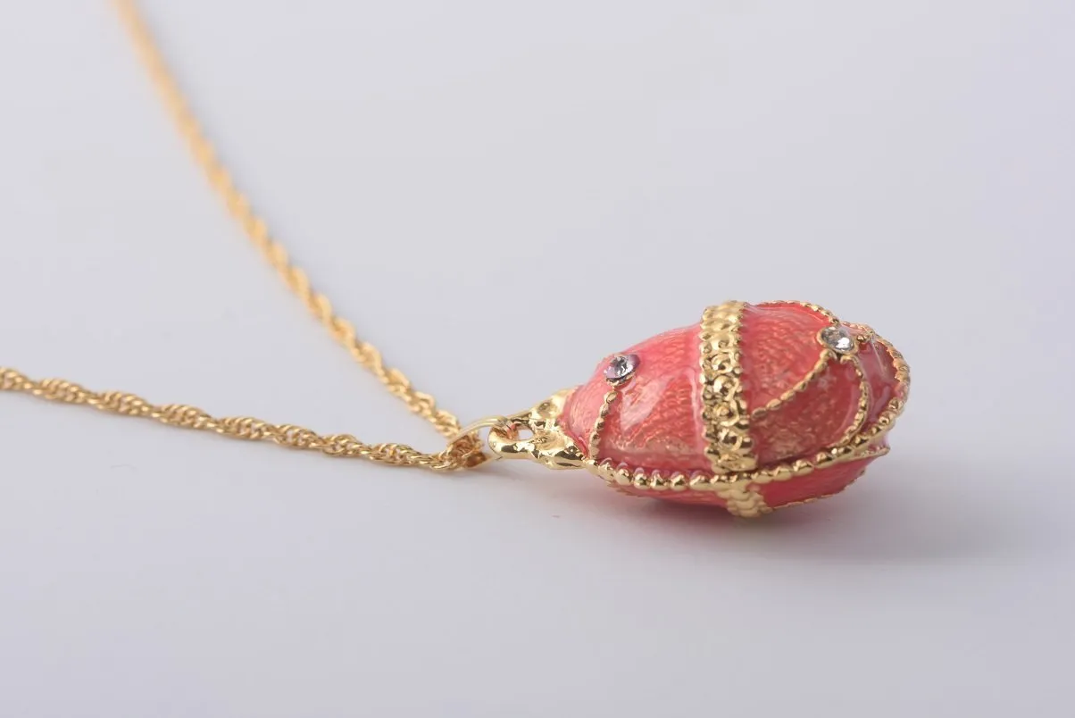 Coral Egg Pendant Necklace