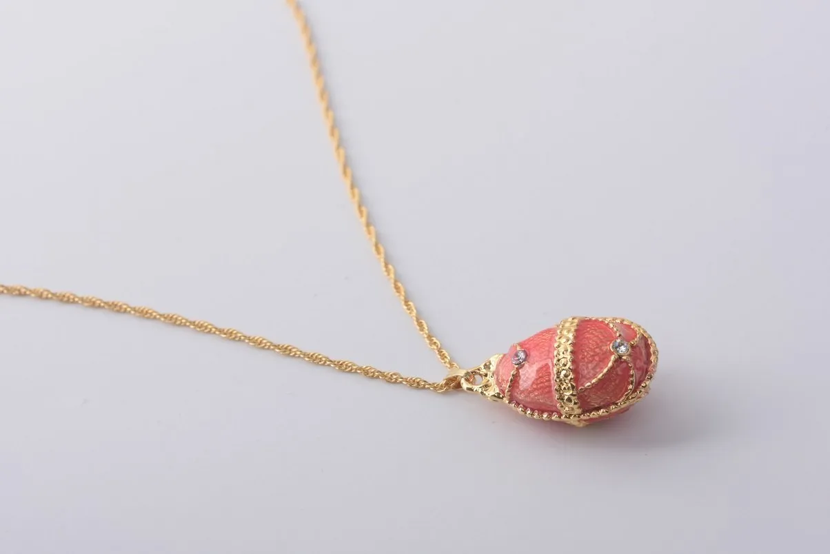 Coral Egg Pendant Necklace