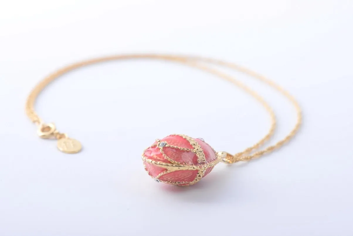 Coral Egg Pendant Necklace