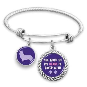 Corgi The Road To My Heart Is Paved With Paws Charm Bracelet