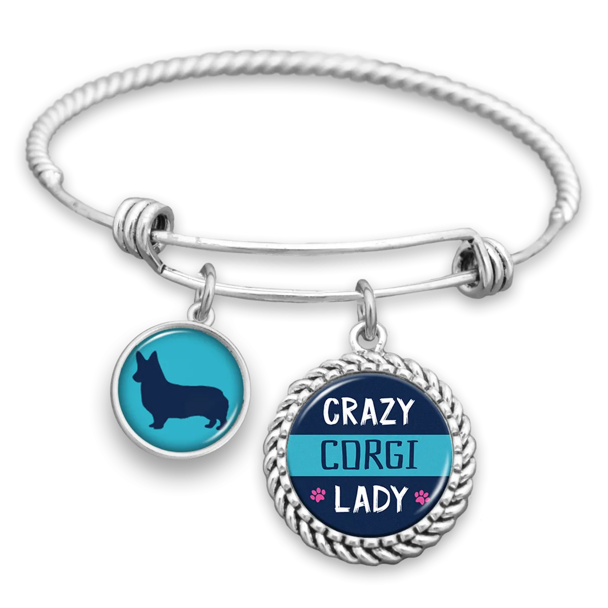 Crazy Corgi Lady Charm Bracelet
