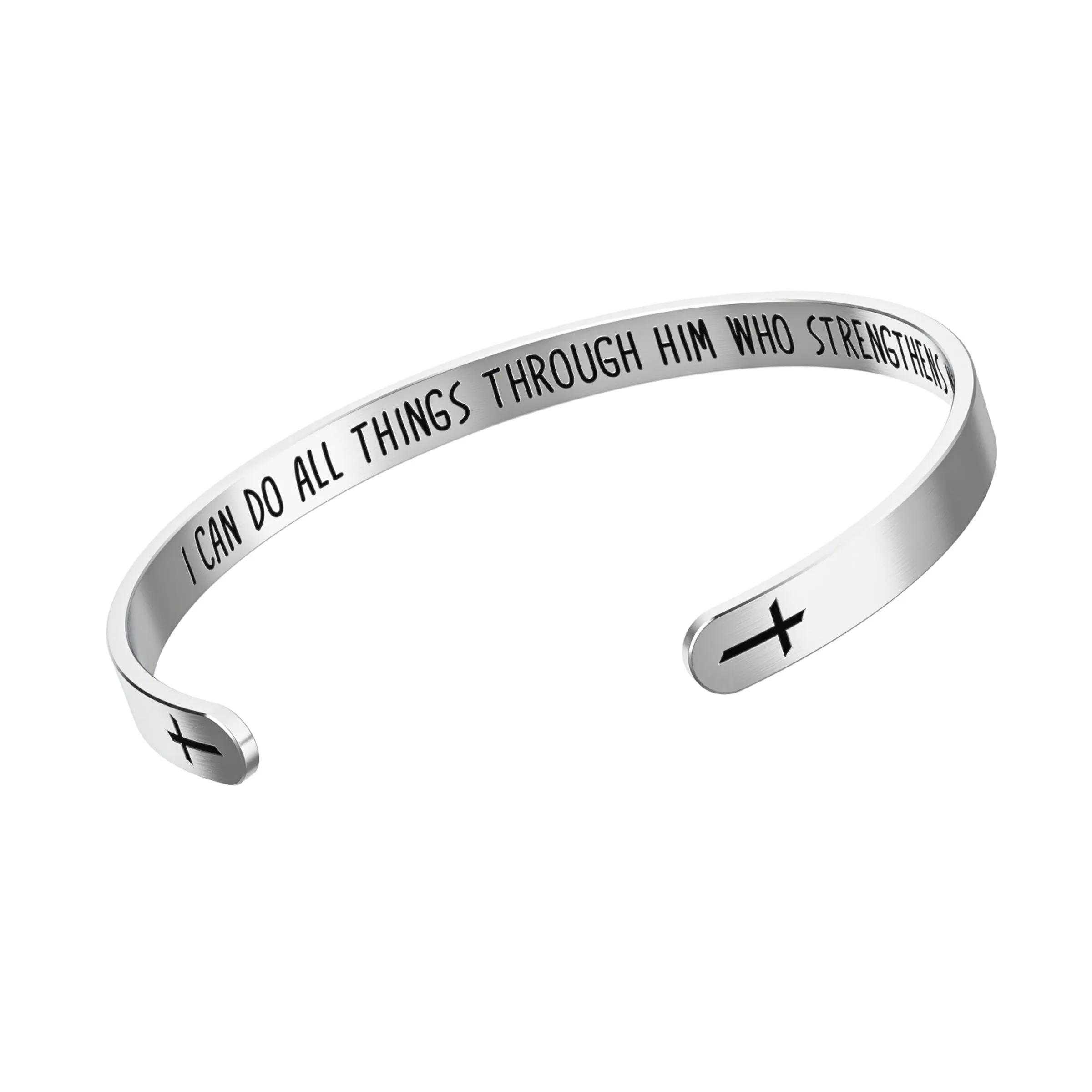 Cross Bracelet – Scripture Cuff Philippians 4:13 “I Can Do All Things Through Him…”
