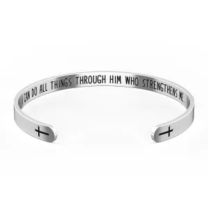 Cross Bracelet – Scripture Cuff Philippians 4:13 “I Can Do All Things Through Him…”