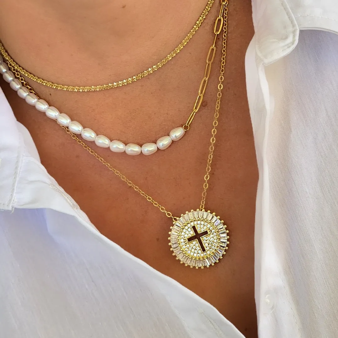 Cross Sunburst Necklace